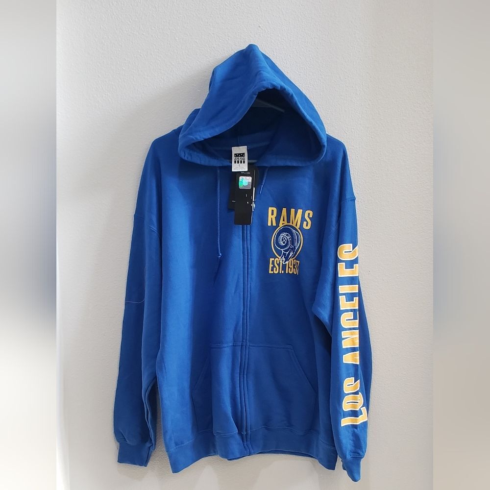 Los Angeles Rams zip up hooded sweatshirt size large NWT